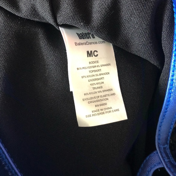 Balera Girls Dance Costume size MC Black Blue - Picture 3 of 3